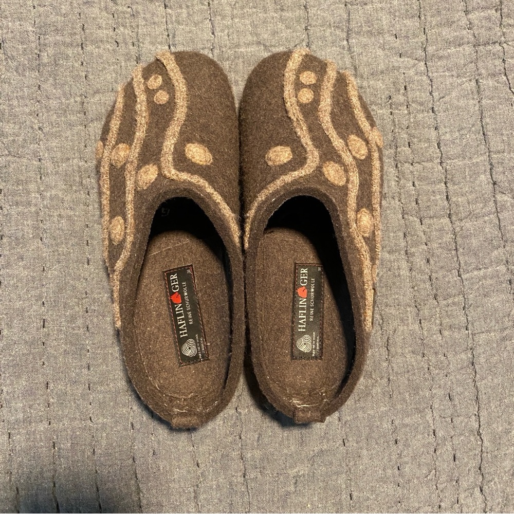 Haflinger Slippers in Brown and Cream